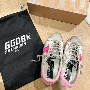 Golden Goose superstar leather sneakers with suede and
metallic trim women shoes
